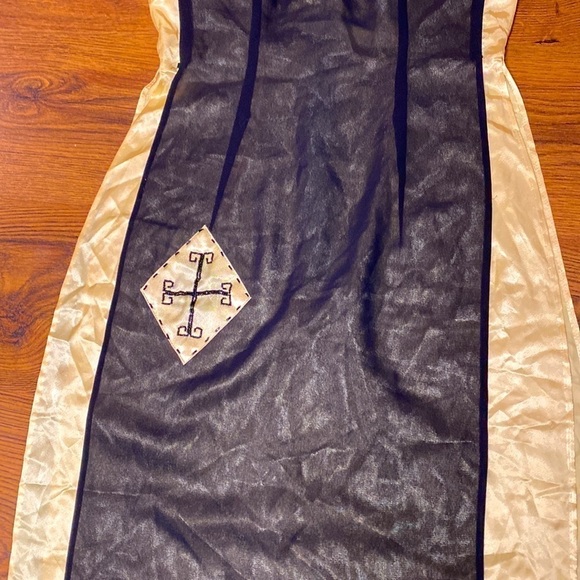 🌷100% Silk🌷 Beautiful Rare Vintage Ao Dais Black & Gold Bead Detail Dress - Picture 5 of 11